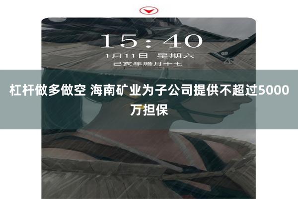 杠杆做多做空 海南矿业为子公司提供不超过5000万担保